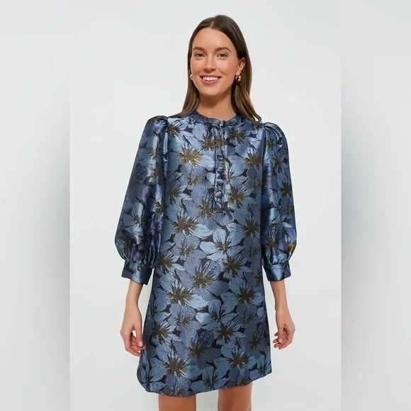 blue blossom jacquard samantha dress Tuckernuck | Dresses | Pomander Place Blue Blossom Jacquard Samantha Dress  Size S